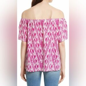 Joie Pink Patterned Off-Shoulder Blouse 100% Silk Size S Cottagecore